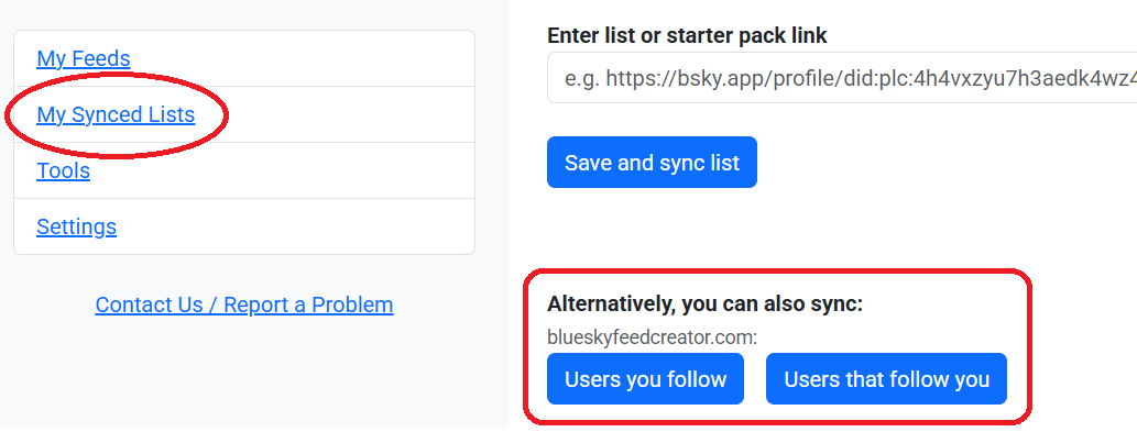 Following/ers to synced list
