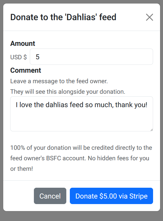 Donate dialog